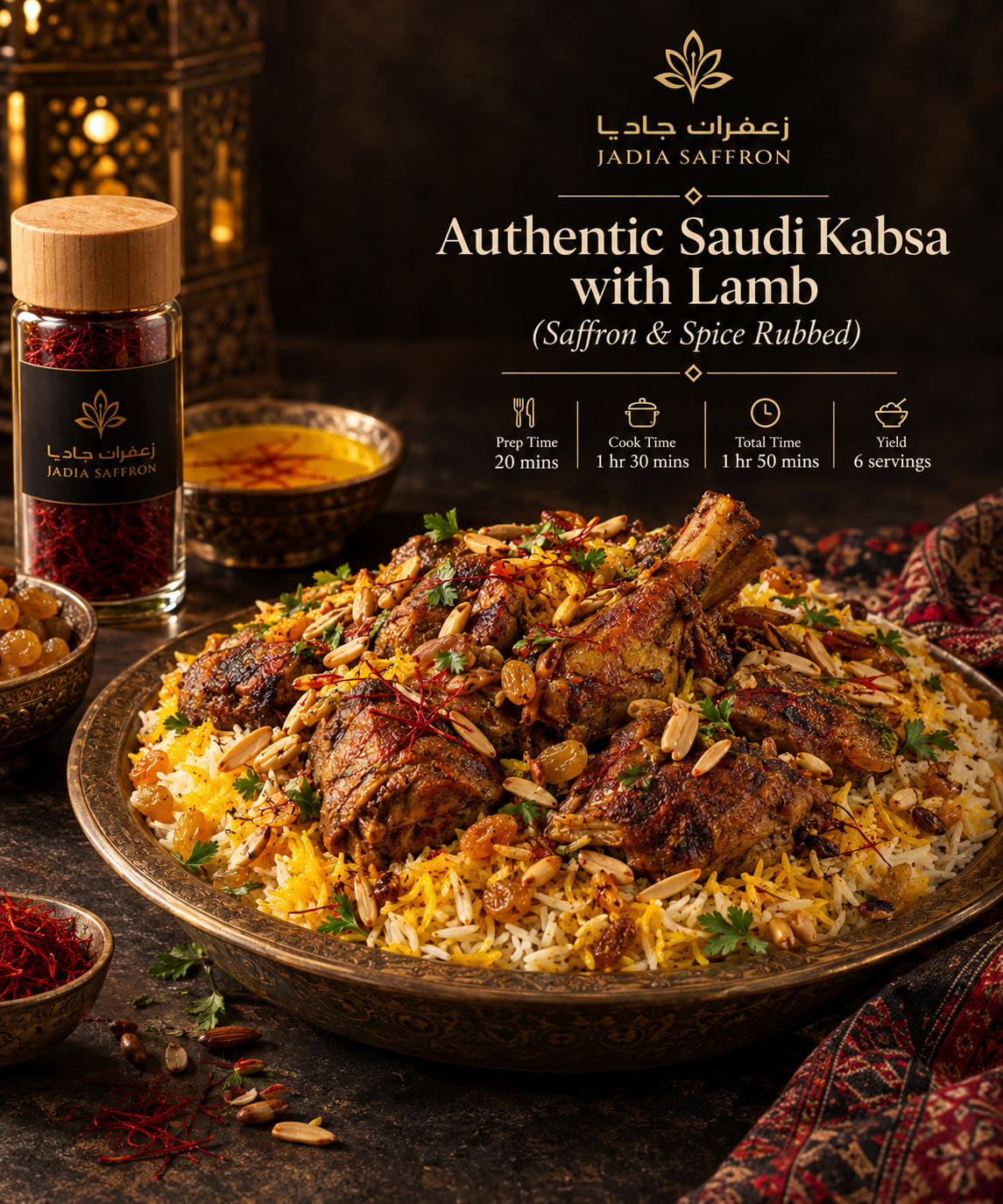 Authentic Saudi Kabsa with Lamb (Saffron & Spice Rubbed)