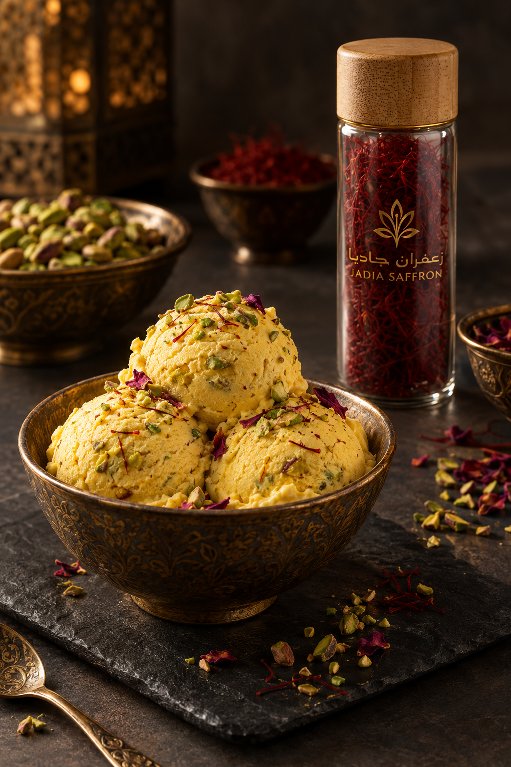 Saffron Cardamom Persian Ice Cream (Bastani Sonnati)